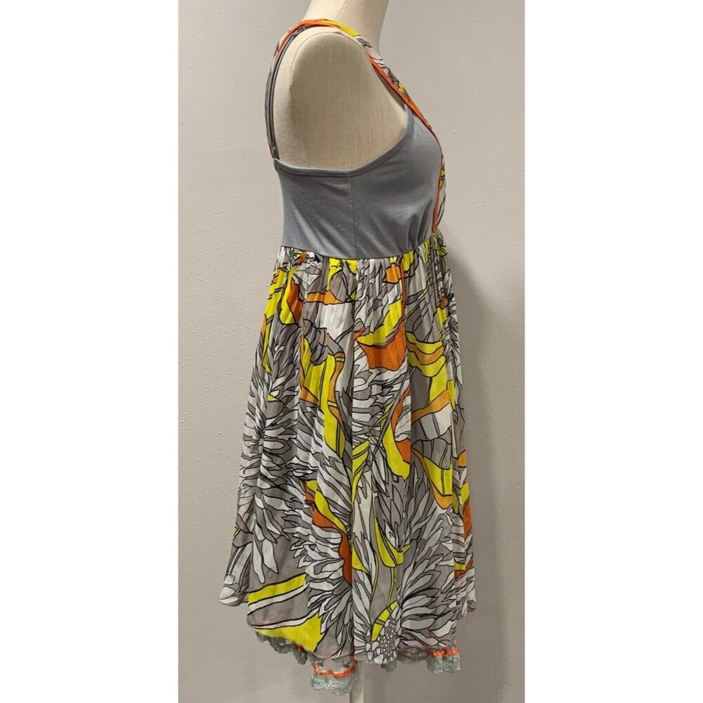 Pura Vida Dress Size 6 Side Zip Embroidered Lace Trim Floral Multicolor Vibrant - Picture 5 of 16